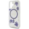 Etui Guess Resin Flowers Glitter MagSafe do iPhone 16 fioletowy